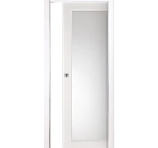 Porta Vetro Scorrevole Interna Reversibile EASY Melaminico Bianco Graffiato - 70 x 210 cm