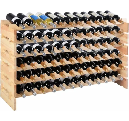 Portabottiglie per Vino in Legno, Scaffale per 72 Bottiglie di Vino, Cantinetta Porta Vino...