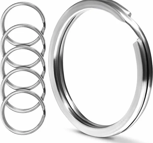 Portachiavi in acciaio inossidabile - 5 anelli spaccati rotondi da 25 mm per portachiavi -...