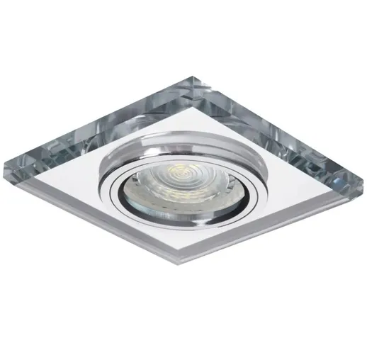 faretto incasso 1 luce 70 mm CE GX5,3 IP20 argento fisso quadrato vetro kan 18512