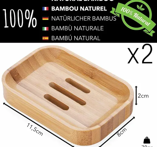 Portasapone in bambù 2x [NOVITÀ 2020] Portasapone in legno di bambù naturale ecologico per...