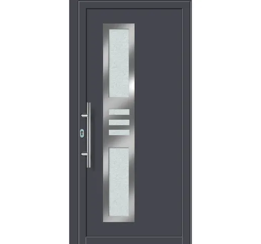 Porte d'ingresso principali alluminio modello 453A dentro: bianco, al di fuori: titanio la...