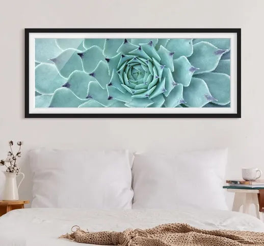 Poster con cornice - Agave Cactus Dimensione H×L: 40cm x 100cm, Colore cornice: Nero