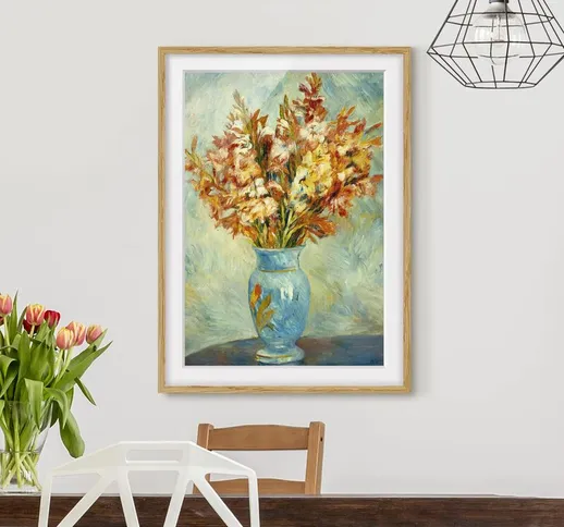 Poster con cornice - Auguste Renoir - Gladiolas In A Blue Vase Dimensione H×L: 70cm x 50cm...