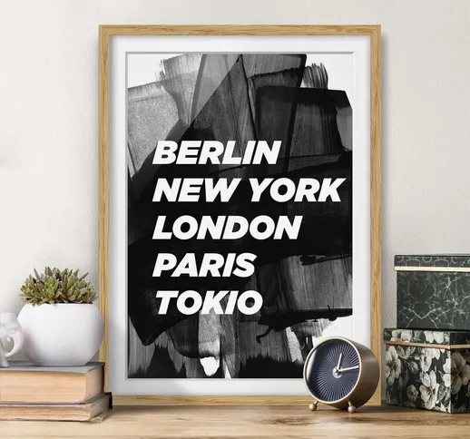 Poster con cornice - Berlin New York London Dimensione H×L: 24cm x 18cm, Colore cornice: R...