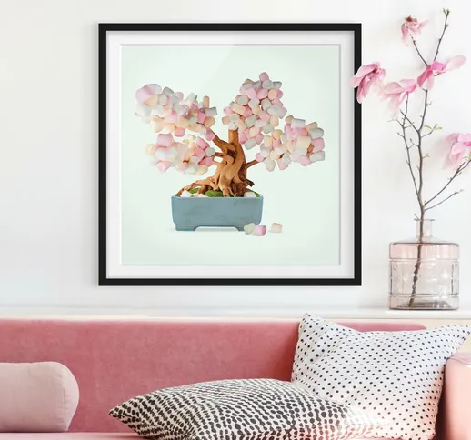 Poster con cornice - Bonsai con marshmallow Dimensione H×L: 30cm x 30cm, Colore cornice: N...