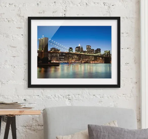 Poster con cornice - Brooklyn Bridge In New York Dimensione H×L: 50cm x 70cm, Colore corni...