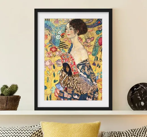 Poster con cornice - Gustav Klimt - Donna con ventaglio Dimensione H×L: 55cm x 40cm, Color...