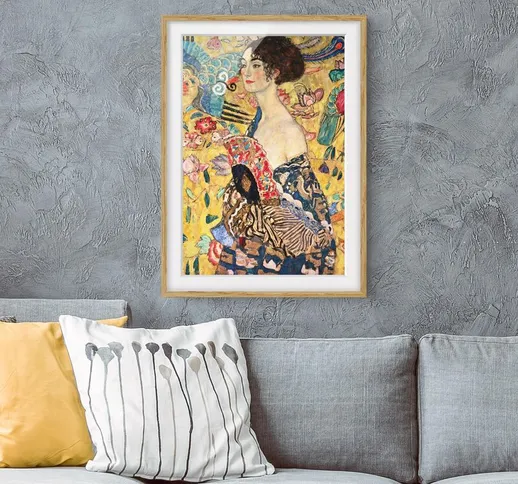 Poster con cornice - Gustav Klimt - Donna con ventaglio Dimensione H×L: 40cm x 30cm, Color...