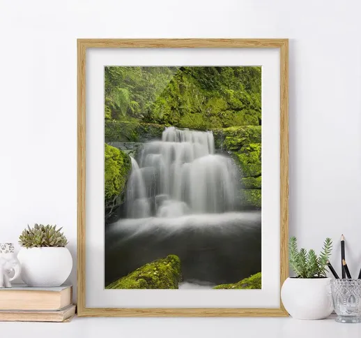 Poster con cornice - Lower Mclean Falls In New Zealand Dimensione H×L: 24cm x 18cm, Colore...