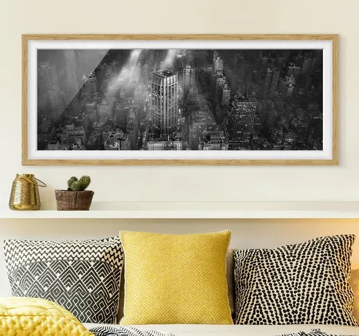 Poster con cornice - Luce del sole su New York Dimensione H×L: 30cm x 75cm, Colore cornice...