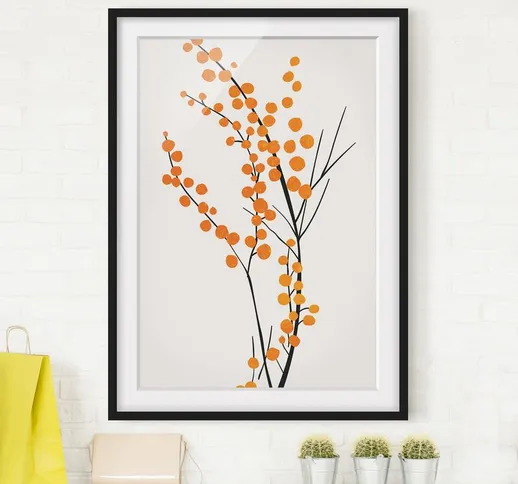 Poster con cornice - Mondo vegetale grafico - Bacche in arancione Dimensione H×L: 70cm x 5...