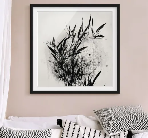 Poster con cornice - Mondo vegetale grafico - Bambú nero Dimensione H×L: 30cm x 30cm, Colo...