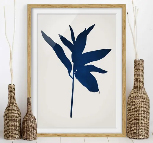 Poster con cornice - Mondo vegetale grafico - Blu Dimensione H×L: 55cm x 40cm, Colore corn...
