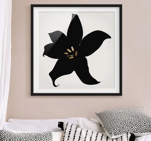 Poster con cornice - Mondo vegetale grafico - Orchidea in nero e oro Dimensione H×L: 70cm...