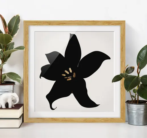 Poster con cornice - Mondo vegetale grafico - Orchidea in nero e oro Dimensione H×L: 30cm...