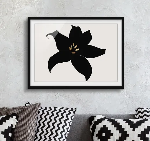 Poster con cornice - Mondo vegetale grafico - Orchidea in nero e oro Dimensione H×L: 40cm...
