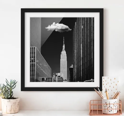 Poster con cornice - New York Con nuvola Dimensione H×L: 70cm x 70cm, Colore cornice: Nero