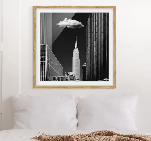 Poster con cornice - New York Con nuvola Dimensione H×L: 50cm x 50cm, Colore cornice: Rove...