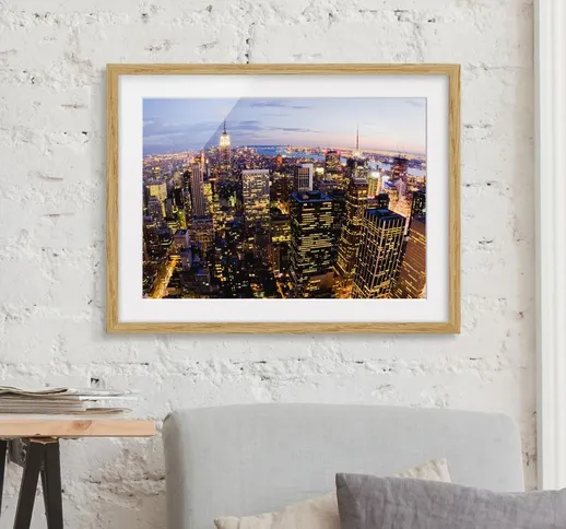 Poster con cornice - New York Skyline At Night Dimensione H×L: 50cm x 70cm, Colore cornice...