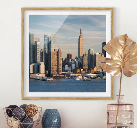 Poster con cornice - New York Skyline Of New Jersey Dimensione H×L: 70cm x 70cm, Colore co...