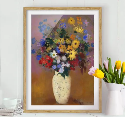 Poster con cornice - Odilon Redon - White Vase With Flowers Dimensione H×L: 40cm x 30cm, C...