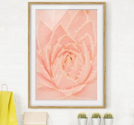 Poster con cornice - Pink Flower Magic Agave Dimensione H×L: 55cm x 40cm, Colore cornice:...