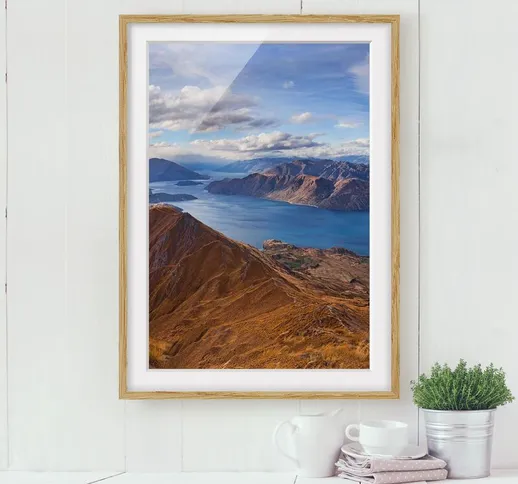Poster con cornice - Roys Peak In New Zealand Dimensione H×L: 24cm x 18cm, Colore cornice:...
