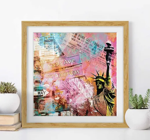 Poster con cornice - Sixth Avenue New York Collage Dimensione H×L: 70cm x 70cm, Colore cor...
