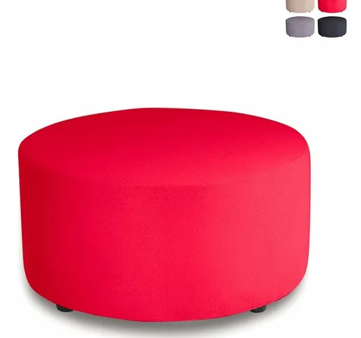 Pouf grande rotondo Ø 80cm poggiapiedi soggiorno sala d'attesa Colore: Rosso