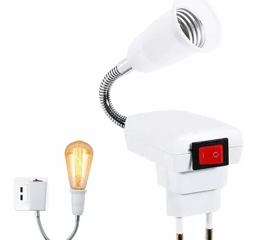 Presa E27 con interruttore wireless, luce porta lampadina a led regolabile a 360 gradi (se...