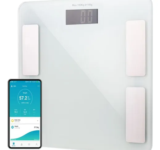 PrixPrime - Bilancia digitale da bagno Bluetooth compatibile con Smartphone