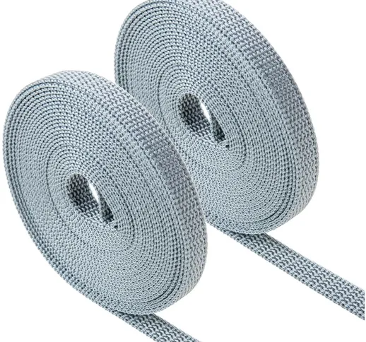 PrixPrime - Nastro in nylon per tende a rullo in colore grigio 14 mm x 5 m 2 unità