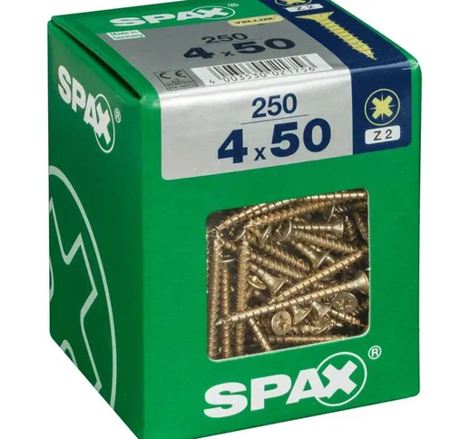 Lotto di 250 viti Spax pozidriv in acciaio a testa svasata, Diam.4 mm x L.50 mm Spax