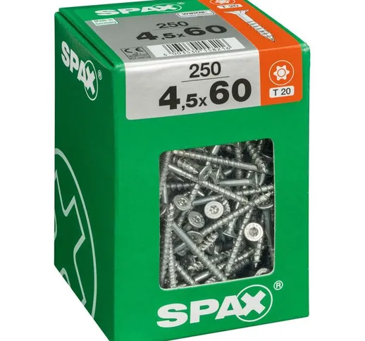 Lotto di 250 viti Spax torx in acciaio a testa svasata, Diam.4,5 mm x L.60 mm Spax