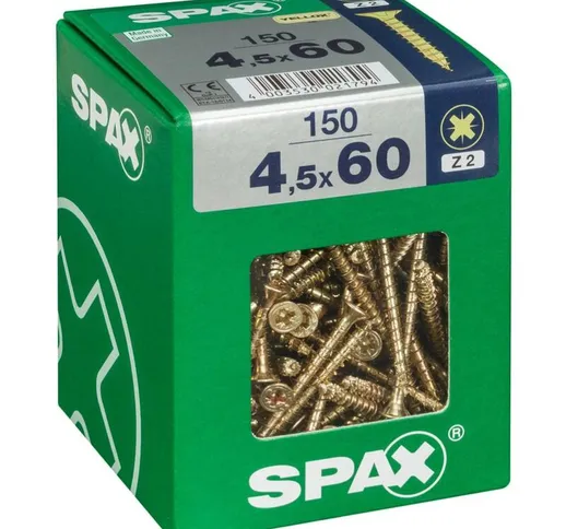 Lotto di 150 viti Spax pozidriv in acciaio a testa svasata, Diam.4,5 mm x L.60 mm Spax