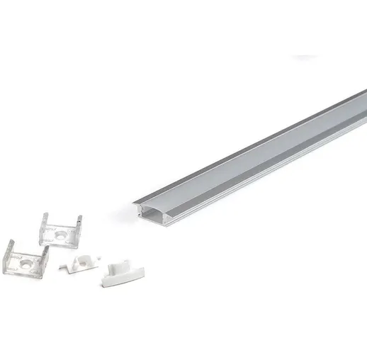 Profilo in Alluminio da Incasso per Striscia Strip Led Modello CC-31 - Cover Trasparente -...