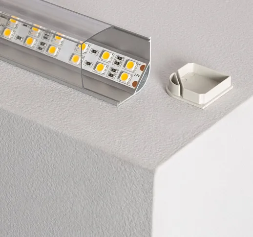 Ledkia - Profilo in Alluminio per Angoli Rotondo 1m Striscia LED fino a 20 mm Trasparente...