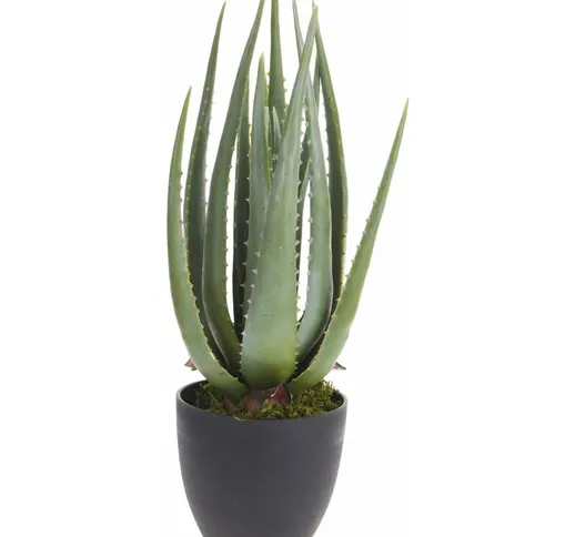Vaso pianta artificiale Aloe decorativa verde da 45 cm per interno