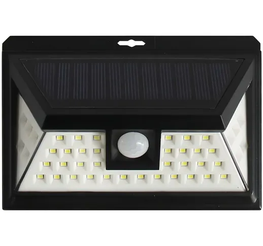 Proiettore a energia solare 48 led con rilevatore di movimento 250 Lumen Nero - doria - Ne...