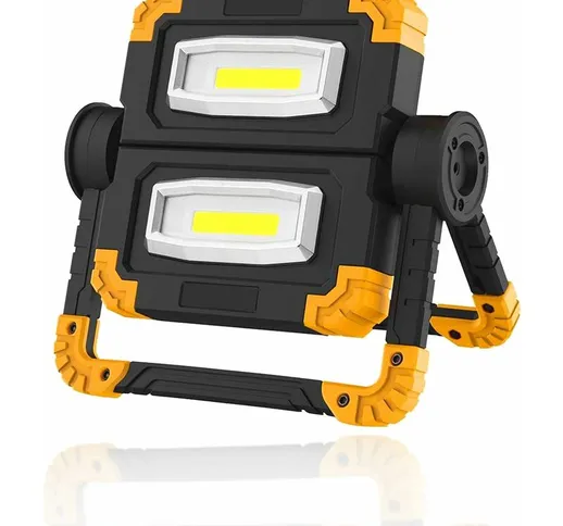 Proiettore LED portatile, luce da lavoro COB impermeabile IP44 2X10W, 3 modalità di lumino...