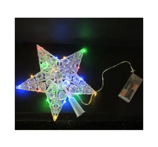 Puntale Luminoso con Gemme 20 Nano led Luce Fissa Multicolor a Batteria 22 cm