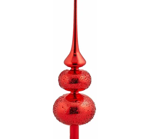 Puntale per albero di Natale con sfere in vetro decorazione e addobbo da 35 cm -Rosso