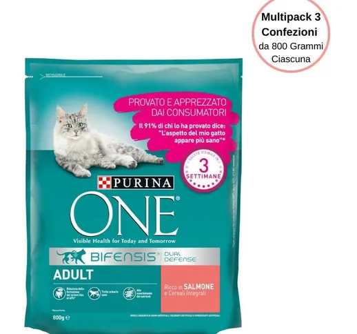 one bifensis crocchette al salmone e cereali per gatto adulto multipack da 3 confezioni da...