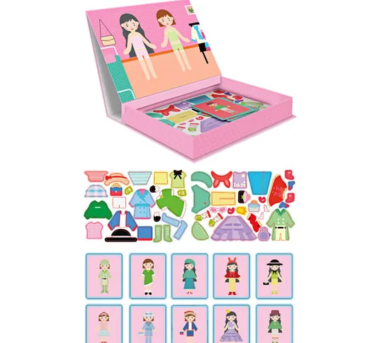 Puzzle magnetici Board Dress Up Mix and Match Game con carte interattive Pennarello per la...