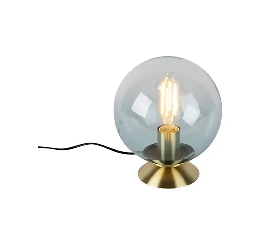 Lampada da tavolo pallon - Art déco - Vetro,Acciaio - Ottone/Blu - Sfera Max. 1 x Watt - T...