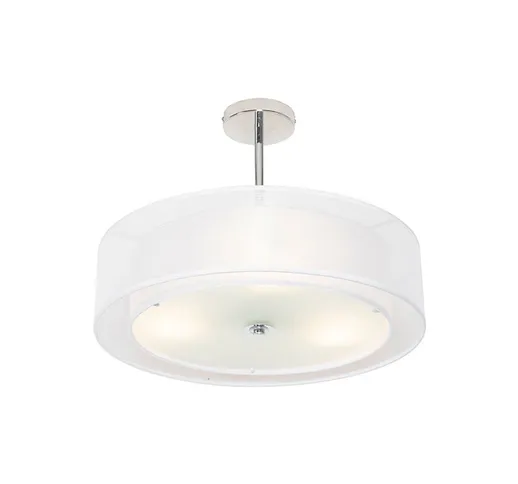 Lampada da soffitto pikka - Design - Acciaio,Vetro,Tessuto - Bianco - Tondo Max. 3 x Watt...