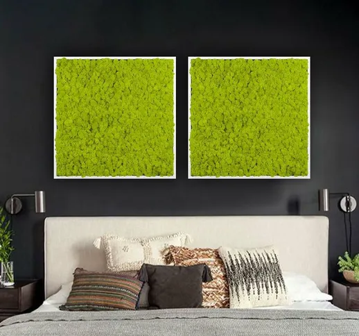 Quadri vegetali stabilizzati giardino verticale muschio verde Lichene Colore: Verde 2 - Di...