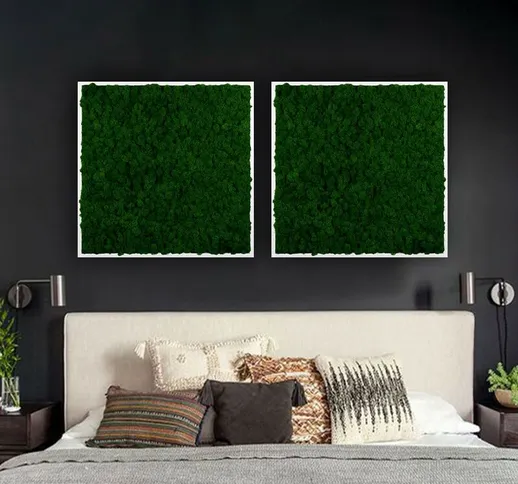 Quadri vegetali stabilizzati giardino verticale muschio verde Lichene Colore: Verde - Dime...