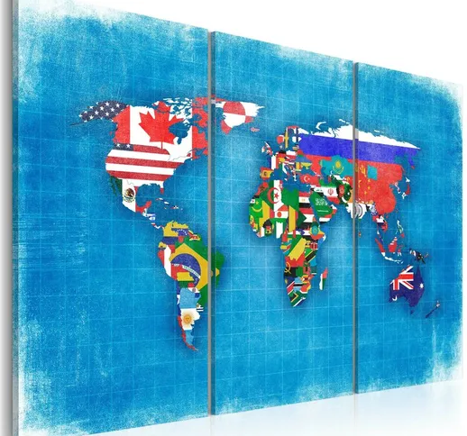 Quadro stampa su tela - Bandiere del mondo: trittico | 90x60